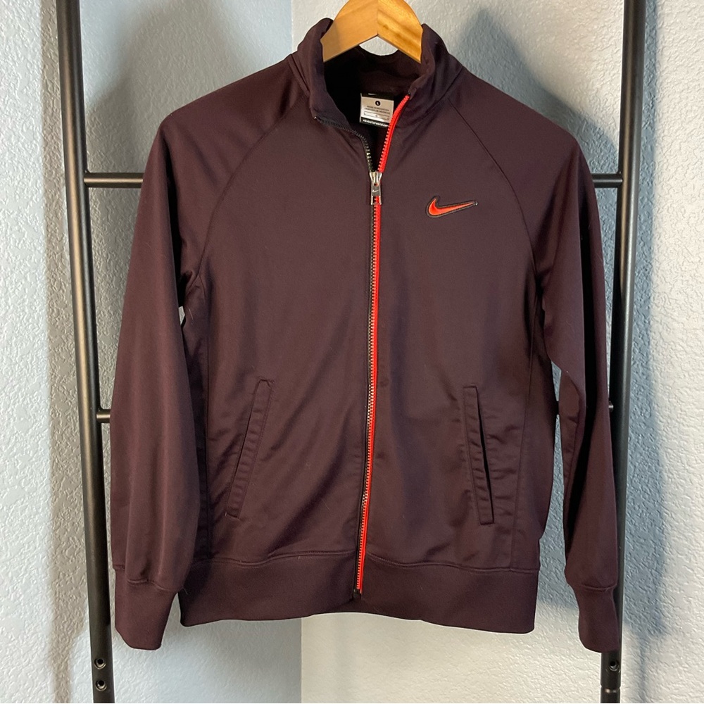 Nike Men’s Large Full Zip Track Jacket Purple Red Embroidered Swoosh Athletic